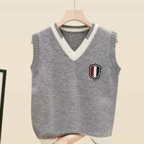 Boy vest sweater 2021 autumn and winter new childrens knitted sweater vest