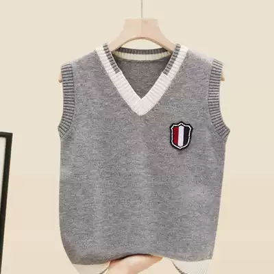 2021 autumn and winter new children's vest vest boys pullover sweater sweater vest middle and large children's Korean cardigan