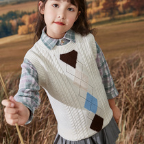 Girls Knitted Vest 100% Pure Cardigan 2021 Autumn and Winter New Childrens Sweater
