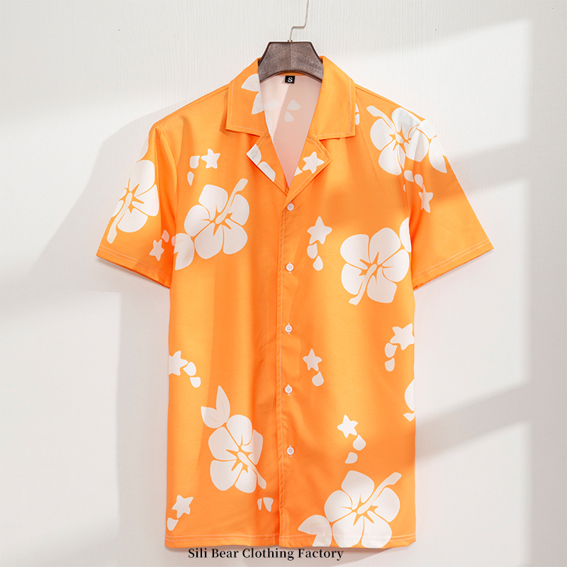 Floral Shirt Hawaiian Seaside Windproof Boy Cuban Collar Shirt Windproof Ten Turtles Cos Clothes