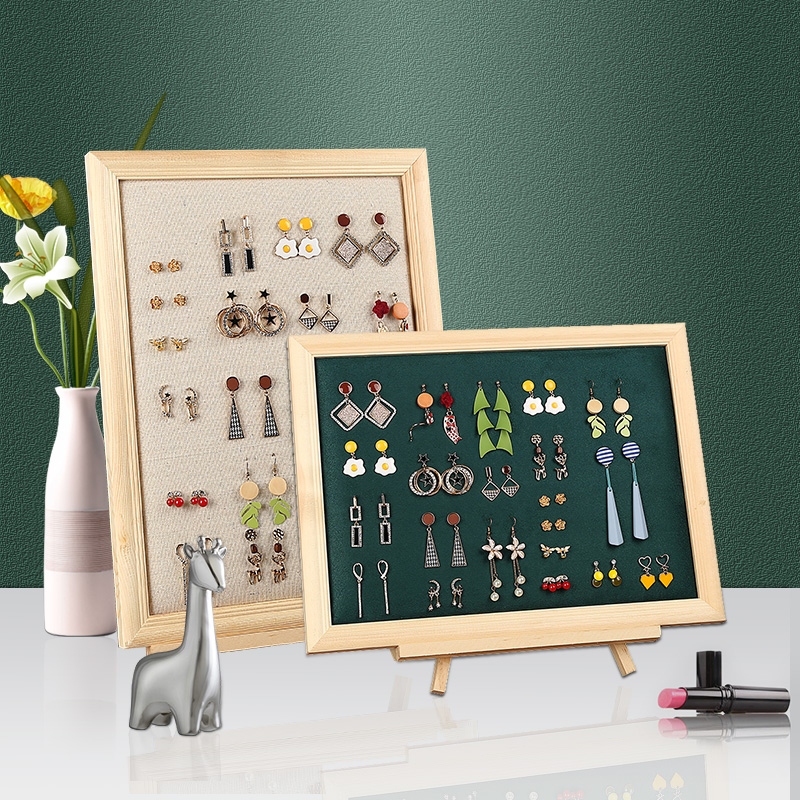 Solid Wood Earrings Show Shelf Hanging Wall photo frame Lugs Ear necklace Necklace Ornament Containing shelf shop Jewelry Shelf Home