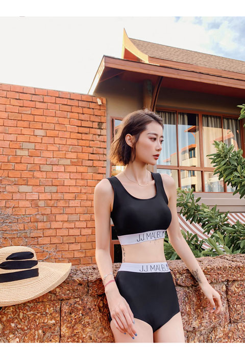 Ưu đãi đặc biệt Carohan 2019 sinh viên mới bảo thủ ngực nhỏ thể thao thời trang giản dị eo cao chia áo tắm nữ - Bộ đồ bơi hai mảnh áo tắm 2 mảnh cạp cao