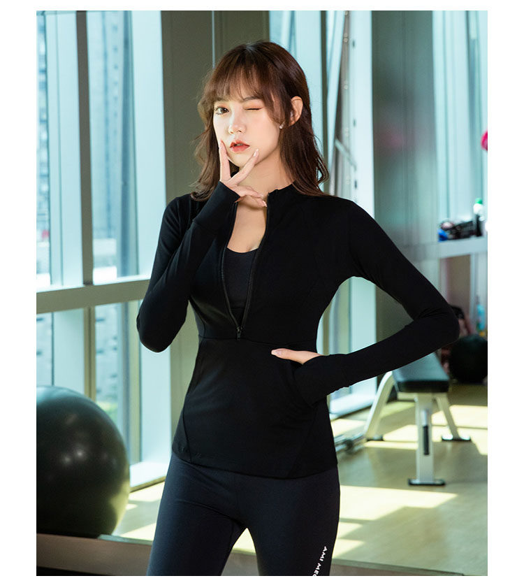 Куртка для йоги 瑜伽服装紧身快干长袖修身外衣上衣拉炼跑步性感运动外衣女性秋冬新款