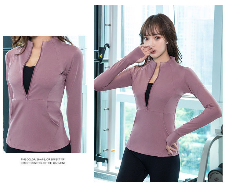 Куртка для йоги 瑜伽服装紧身快干长袖修身外衣上衣拉炼跑步性感运动外衣女性秋冬新款