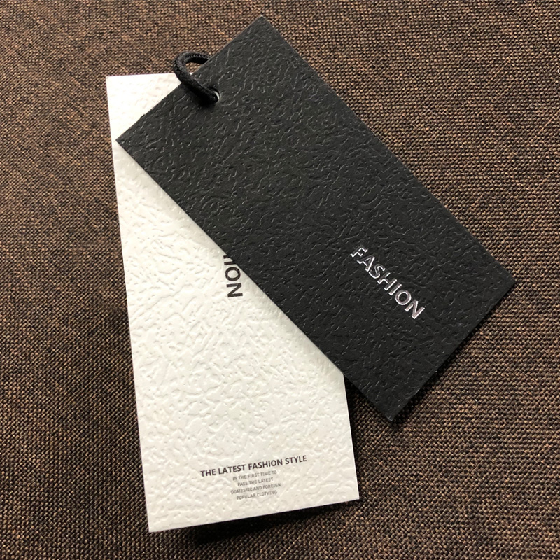 Clothing Shop Hangtag Set For Trademark Upscale Clothing Card Custom Black Card Hot Silver Men's Clothes Hangtag Booking for printing