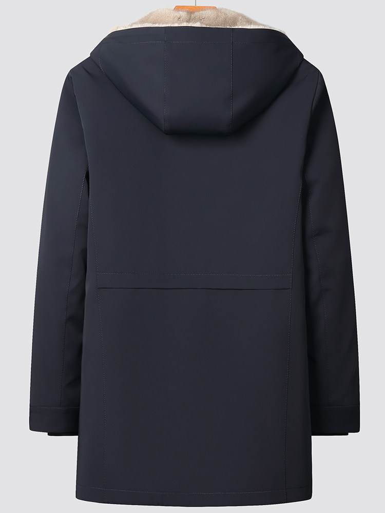 Меховая одежда 貂博士尼克服男整貂水貂连帽中长派克服大衣皮草厚皮毛一体外套冬