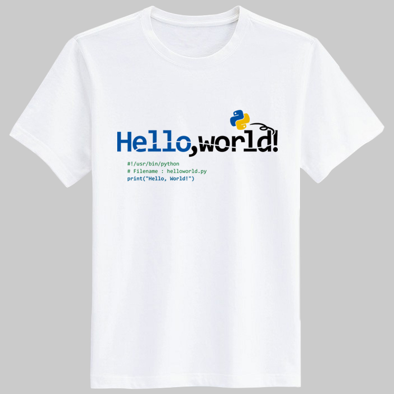 极客式hello world程序员代码极客码猴码农学生短袖纯棉T恤春夏秋