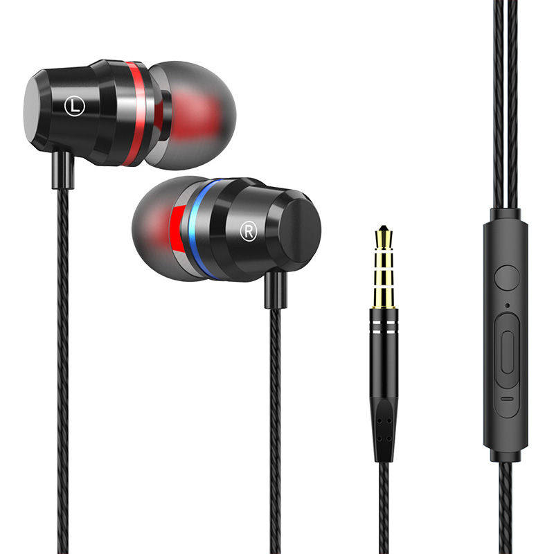 Heavy bass phone earphones line applicable vivo Huawei Xiaomi op Phantom Apple General Entrance Ear control game