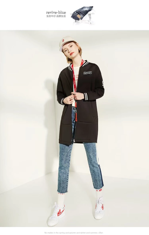 Mất giải phóng mặt bằng Demana Women Loose Thin Middle Long Spring and Autumn Sweater Sports Áo khoác thể thao giản dị Áo gió - Áo len