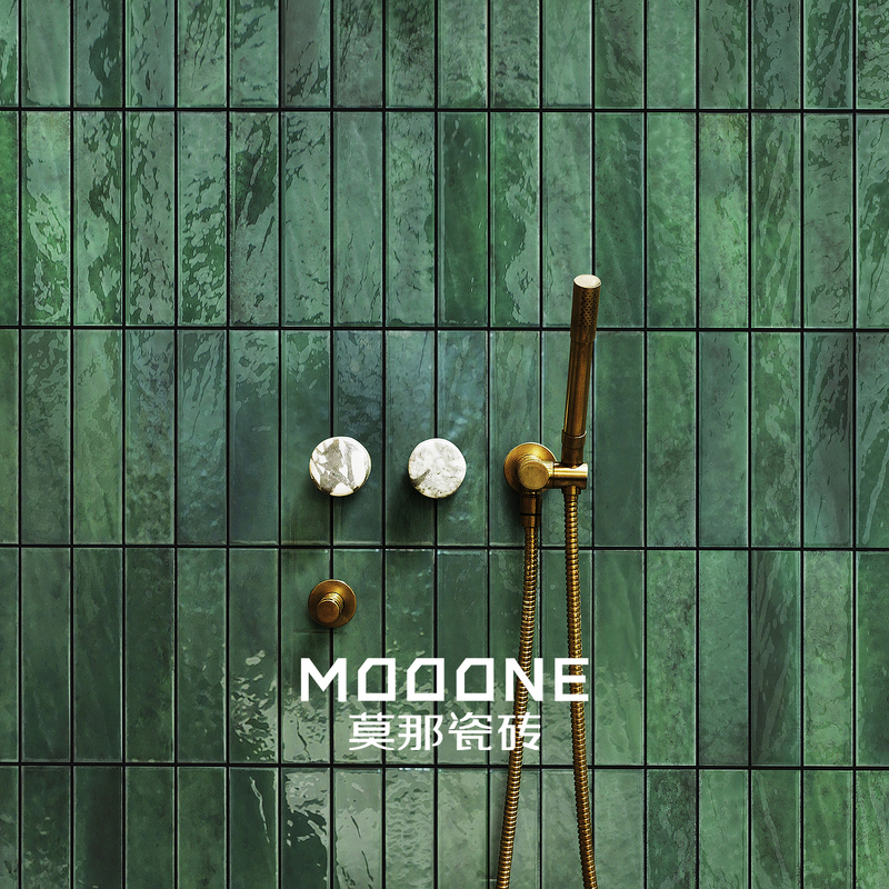 Monet Gradient Green Handmade Tiles Bathroom Wall Tiles Vintage Tiles Washroom Kitchen Long Strip Tiles