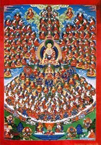 The image of Sakyamuni in the state of refuge and the state of refuge in the happy path. Thangka paintings can help you seal the photo paper on both sides.