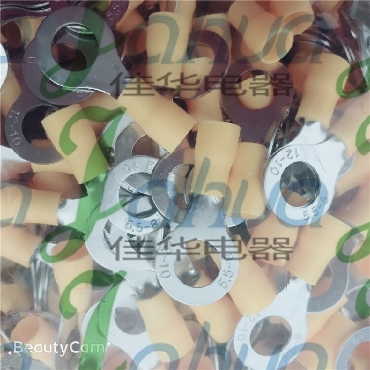 RV5 5-8 pre-insulated wiring terminal copper end head round wiring ear brass 500 only