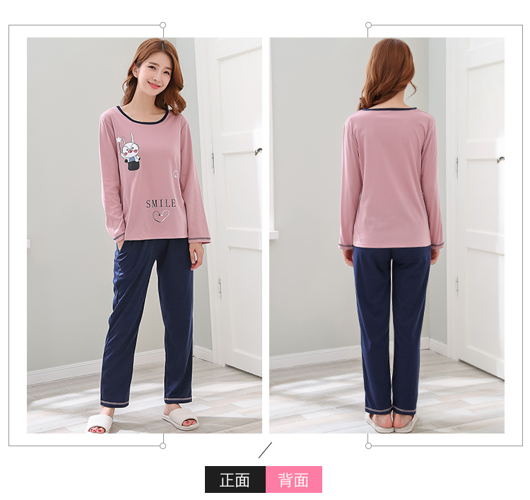 Bộ đồ ngủ mùa thu đôi tay dài cotton phục vụ gia đình nam giản dị cỡ lớn phù hợp với phụ nữ có thể mặc ngoài mùa đông mỏng dễ thương pijama đôi