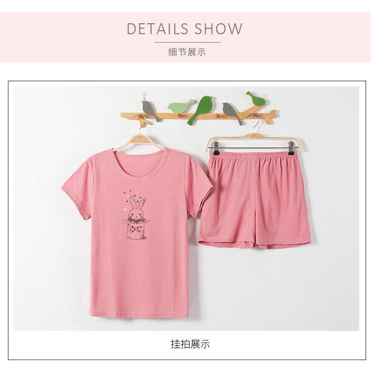 Mùa hè ngắn tay quần short nữ đồ ngủ set ngọt ngào dễ thương phim hoạt hình mùa hè cotton home dịch vụ hai mảnh mùa hè