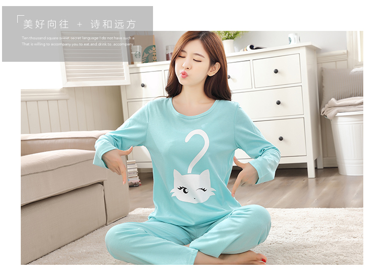 Mùa xuân và mùa thu bông của phụ nữ đồ ngủ sinh viên dài tay quần cotton tháng quần áo mùa thu và mùa đông phục vụ nhà phù hợp với mùa hè mặc