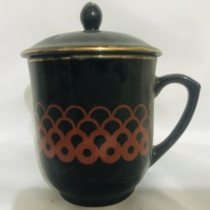 Old cover Cup Cup Cup Cup cup black glaze wave pattern light tower plate Yantai porcelain factory 786 did not make supplies two total price