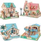 3d木质立体拼图儿童益智力玩具diy拼插积木房子建筑模型学生手工C