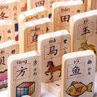 多米诺骨牌双面看图识字数字木制积木早益智儿童玩具Z