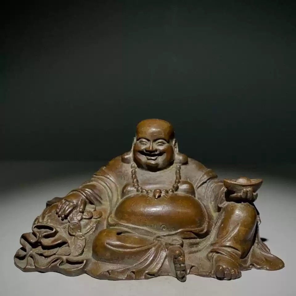 復古包漿古玩銅器古董雜項收藏仿紫銅釋迦摩尼佛祖佛像家居小擺件