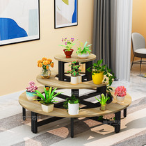 圆形中岛货架展示架超市落地多层促销产品展示台包包礼品置物架子