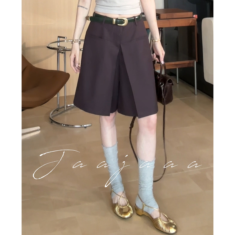 Jaajaaa Fun Bookstore New Urbanism Patchwork Front Pocket A-Line Straight Slimming Versatile Skirt Pants/Accb
