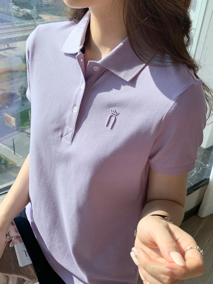 短袖polo衫女装夏新款修身大码正肩翻领t恤纯棉休闲体恤上衣团体