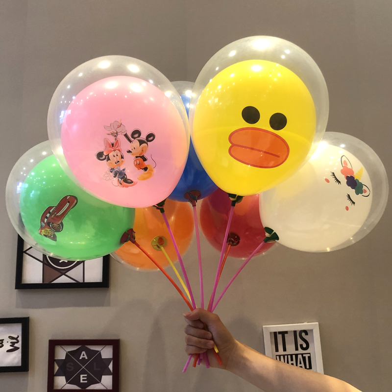 Double-layer balloon transparent cartoon net red shopping mall store opening promotional activities children sucking powder to push small gifts