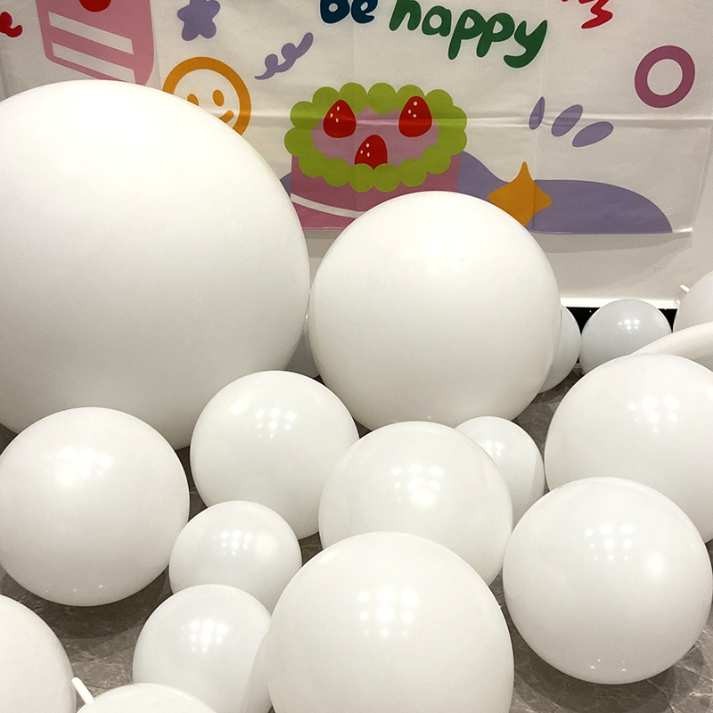 Matte White Latex Balloons, Thick Pure White 5inch 10inch 12inch 18inch Balloon Chain Decoration Round Tail Balloons