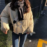 Quần áo cotton ngắn nữ 2018 mới sang trọng của sinh viên Hàn Quốc màu rắn dày áo khoác cotton ấm áp