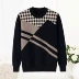 Xingrong mùa thu mới áo len cashmere nam cổ tròn không đều jacquard lỏng áo len dày kích thước lớn - Áo len Cashmere ao da nam Áo len Cashmere