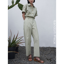 RandomPiece] Classic black short sleeve patch bag waist slim casual tooling nine-piece