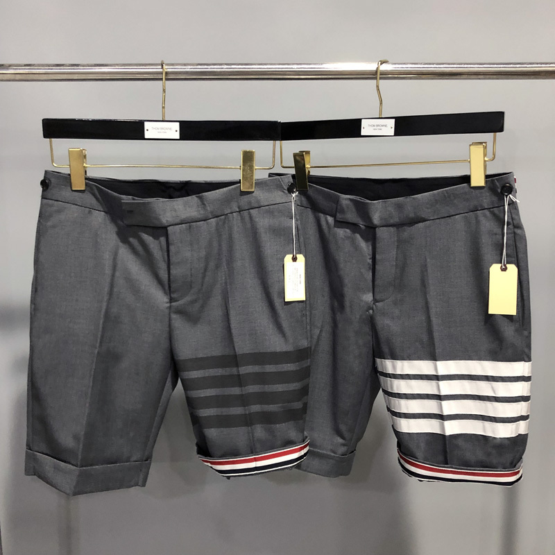 20Tb Style Low-Rise Short Trousers, Four-Bar Red, White, and Blue Casual Suit Shorts, Foldable Striped Two-Way Shorts