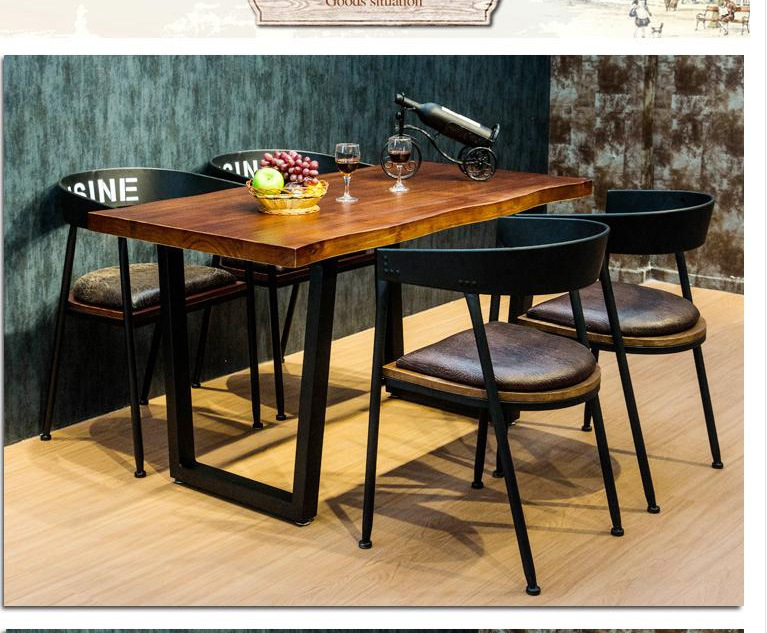 Bàn ăn và ghế retro của Mỹ kết hợp sáng tạo phong cách thủ công đồ nội thất nhà hàng sắt rèn nhà hàng gỗ rắn bàn cafe - Đồ gỗ ngoài trời ghế ngồi ngoài trời