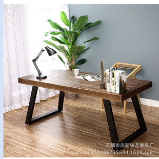 Sắt nghệ thuật sáng tạo bàn ghế kết hợp máy tính bàn Mỹ công nghiệp gió retro đồ nội thất văn phòng - Đồ gỗ ngoài trời bàn xếp du lịch