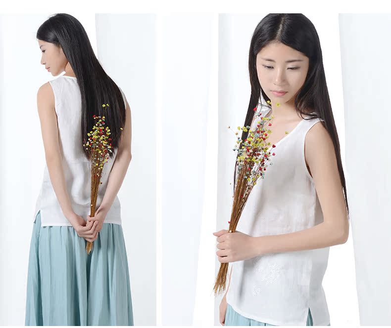 Midoline cotton vest nữ mùa hè và mùa hè Phụ nữ mới mặc áo thun không tay sling top áo sơ mi vải lanh đáy - Áo ba lỗ áo kiểu nữ