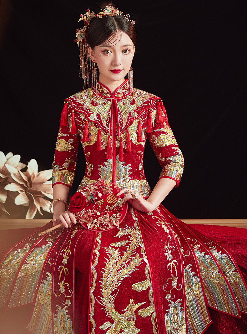 Show and suit 2020 new wedding Chinese bridal gown out of the attic Longfeng jacket toast with a slim and small child 