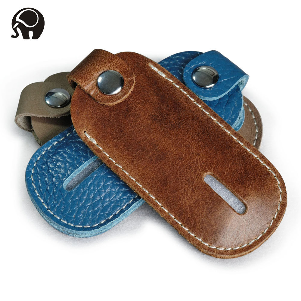 Small round elephant new mini key bag coin bag head layer cowhide U plate set personality lighter bag entrance guard card bag