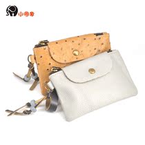 Small Round Elephant Lady Wallet With Zero Money Baotou Layer Cow Leather Key Bag Natural Emerald Jade Pearl Ornament Bag Small Fragrance Bag