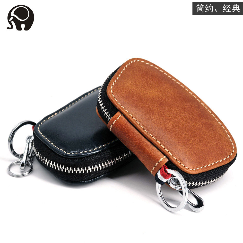 Small round head skin mini car keypack small mini-car keypack simple access card key zipper key pack