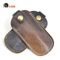 Small round elephant head layer cow leather u pan protective sleeve teacher student portable U disc containing bag flip type u pan leather cover