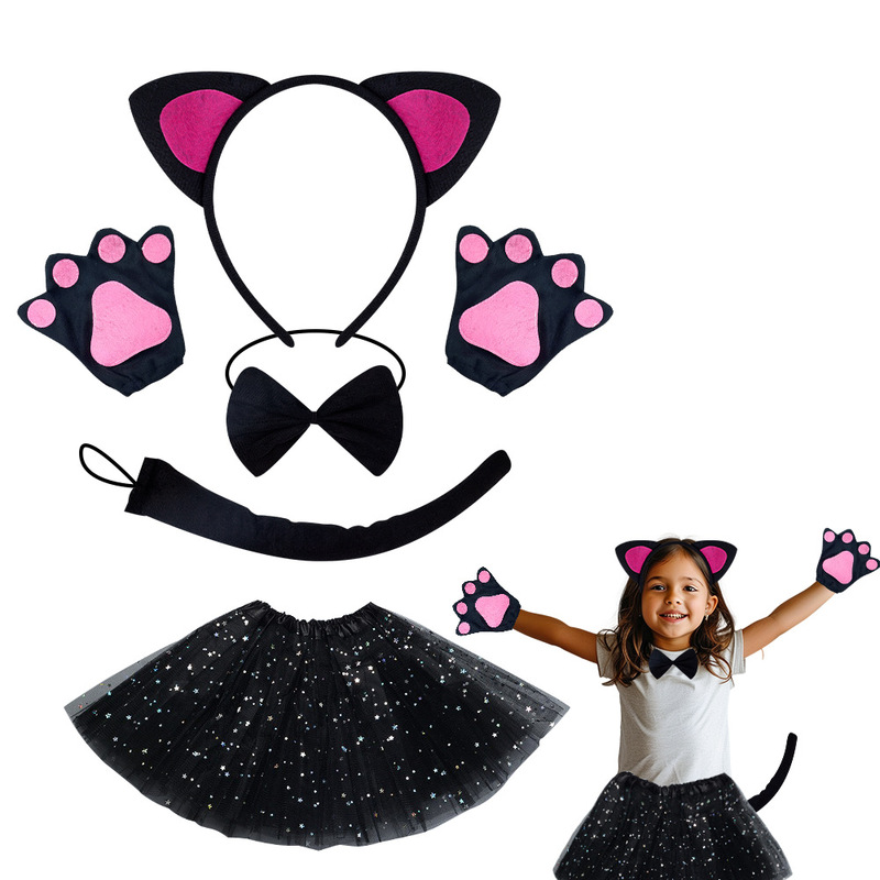 Halloween Supplies Children's Performance Headbands Animal Headbands Dance Supplies Party Cat Girl Headwear Set