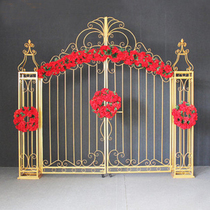 Korean wrought iron gate flower sea outdoor big iron door display decoration beauty props wedding photography base