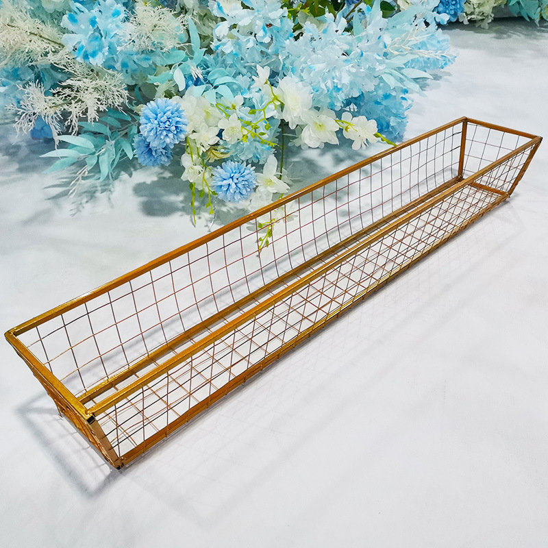 Iron Art Flower Trough Wedding Celebration Props Flower Arrangement Wedding Stage Arrangement Road Leading Grid Decoration Flower Platoon Base