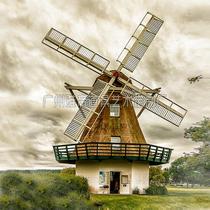 Garden anti-corrosion wood outdoor large-scale Dutch windmill wedding photography base landscape windmill sightseeing windmill custom-made