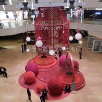 National Day scene Chinese style traditional knot weaving craft Large air charm wooden display pavilion display cabinet