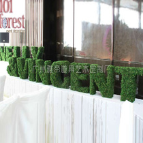 Turf word custom pastoral style wooden three-dimensional letter window display props Outdoor advertising iron signboard word