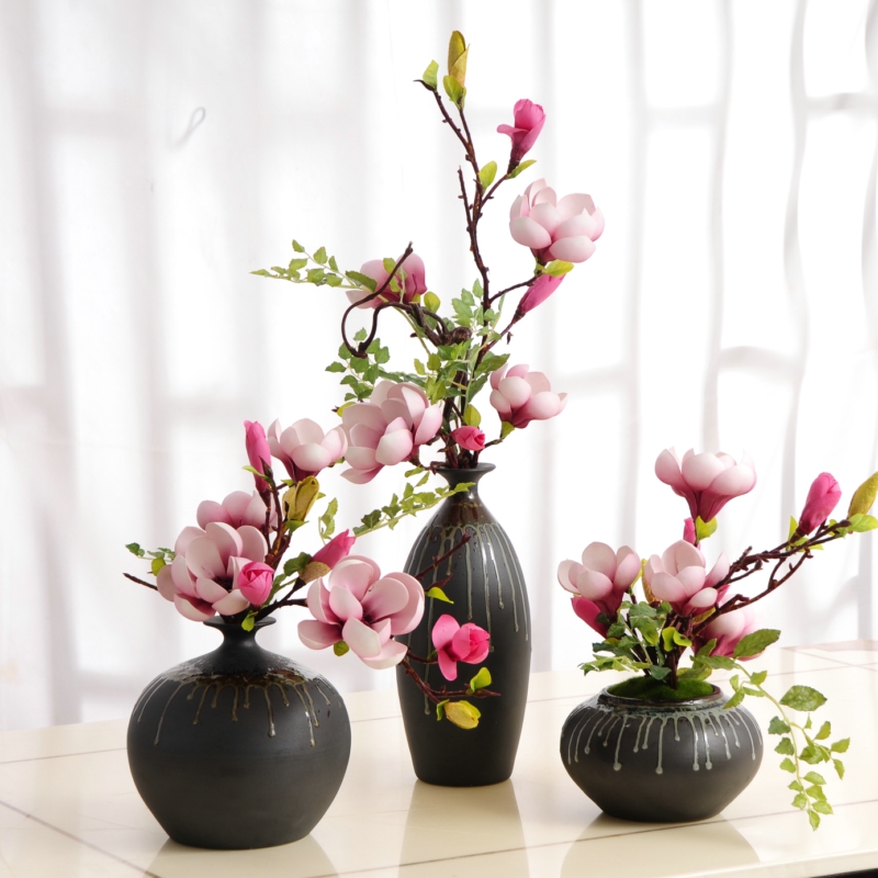 Emulated PU feel jade Orchid decorative pendulum decorated with Chinese-style silk flower art-like board room modern Zen-meaning living room for putting flowers