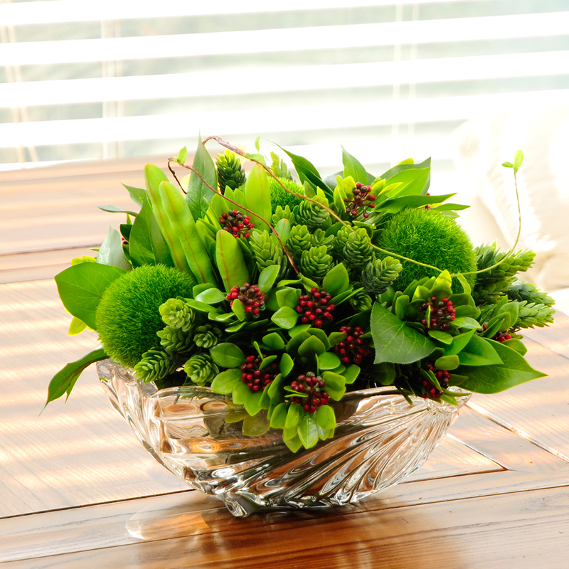 Thickened glass flowerpot transparent simulation green plant flower arrangement living room dining table coffee table display flowers home decoration