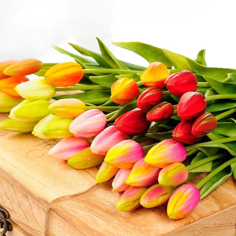 7 heads feel tulip simulation fake bouquet living room table surface tea table vase flower arrangement flower arrangement PVC