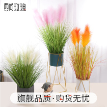 Artificial fake bouquet Dried flowers Big spike reed grass decoration Floor decoration Green plant Nordic decoration Plush flowers